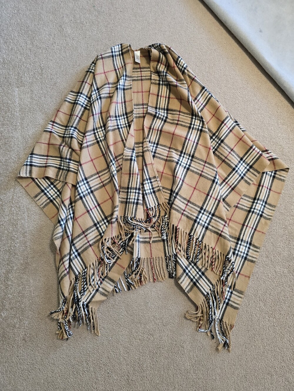 Worthington Plaid Knit Scarf in Camel, Black and Red
